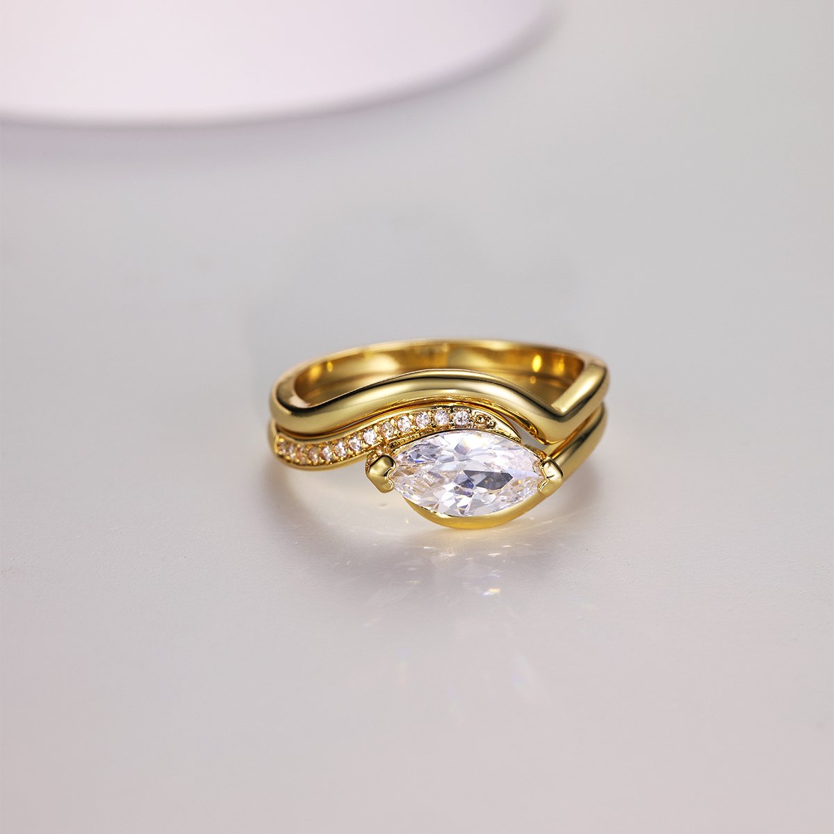 East-West Marquise Moissanite Wrap Bridal Set - Image 3
