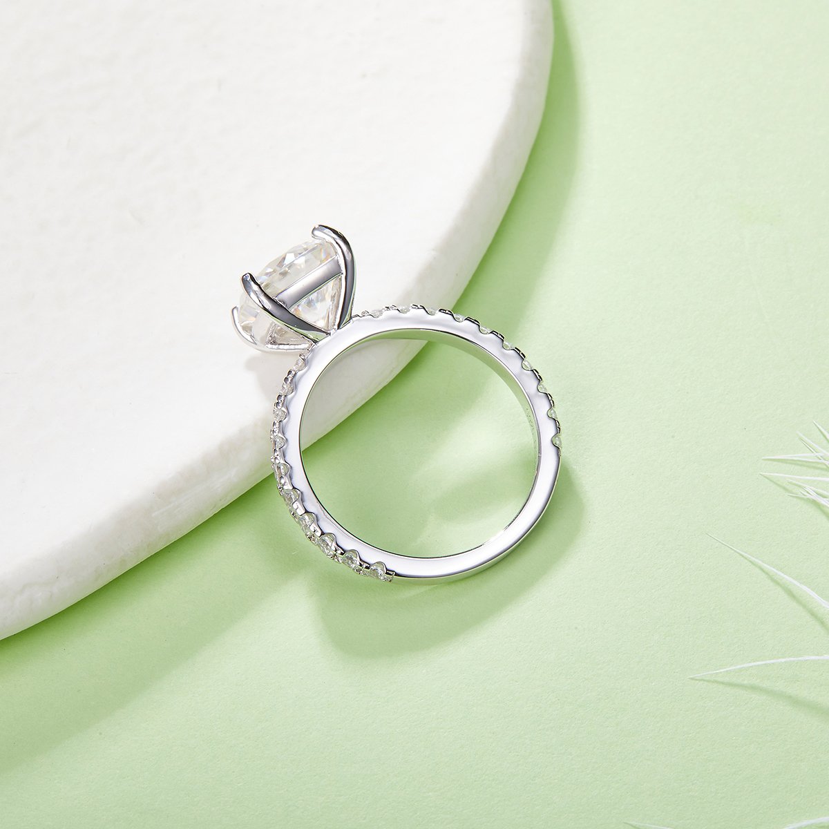 Radiant-Cut Pavé Moissanite Solitaire Ring | 3ct DEW 925 Silver - Image 3