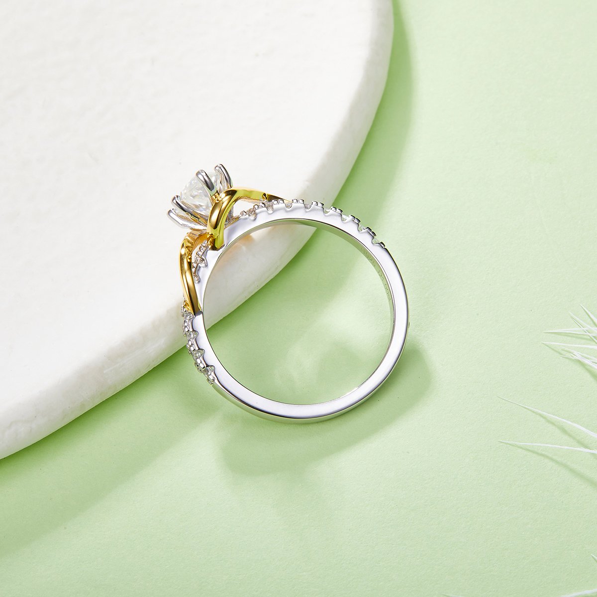Marquise Moissanite Two-Tone Bypass Ring – 1ct DEW Solitaire - Image 3