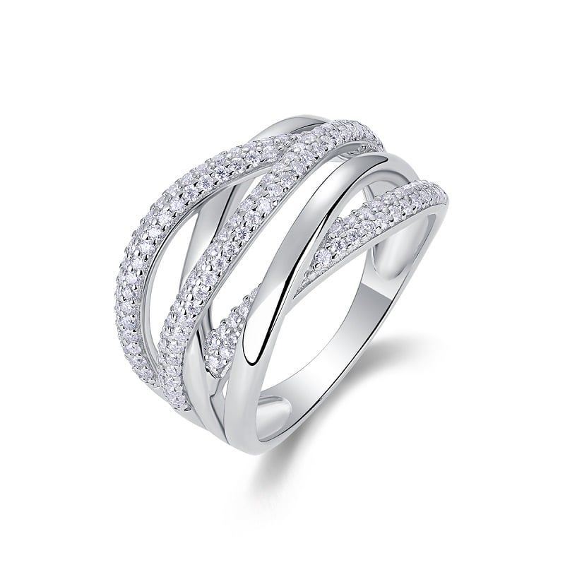 Woven Crossover Pavé Moissanite Statement Ring