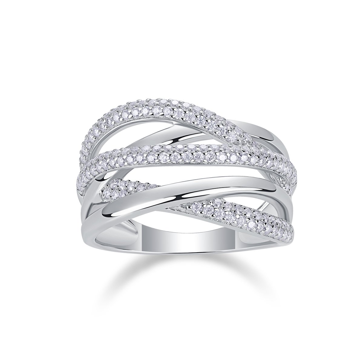Woven Crossover Pavé Moissanite Statement Ring - Image 2
