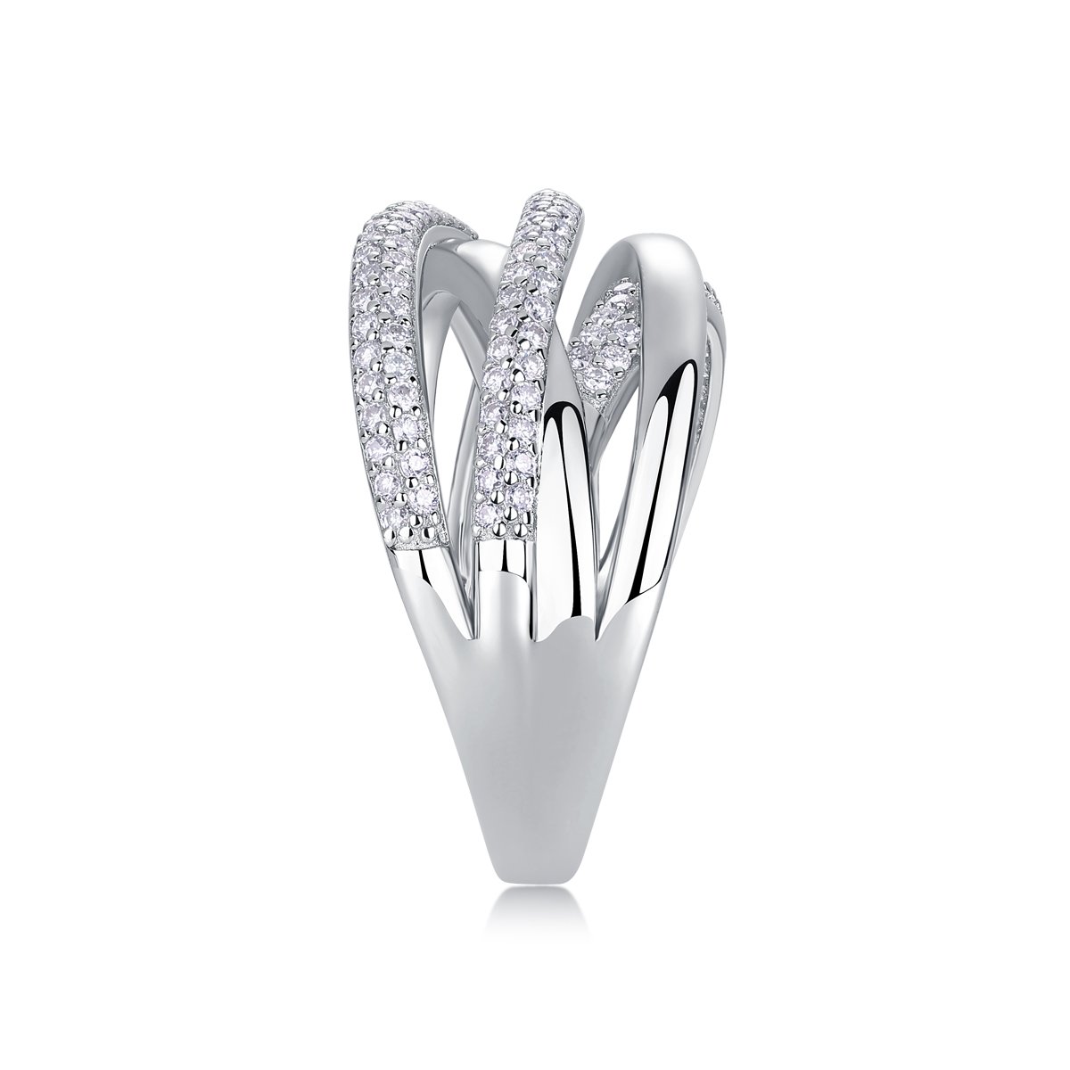Woven Crossover Pavé Moissanite Statement Ring - Image 4