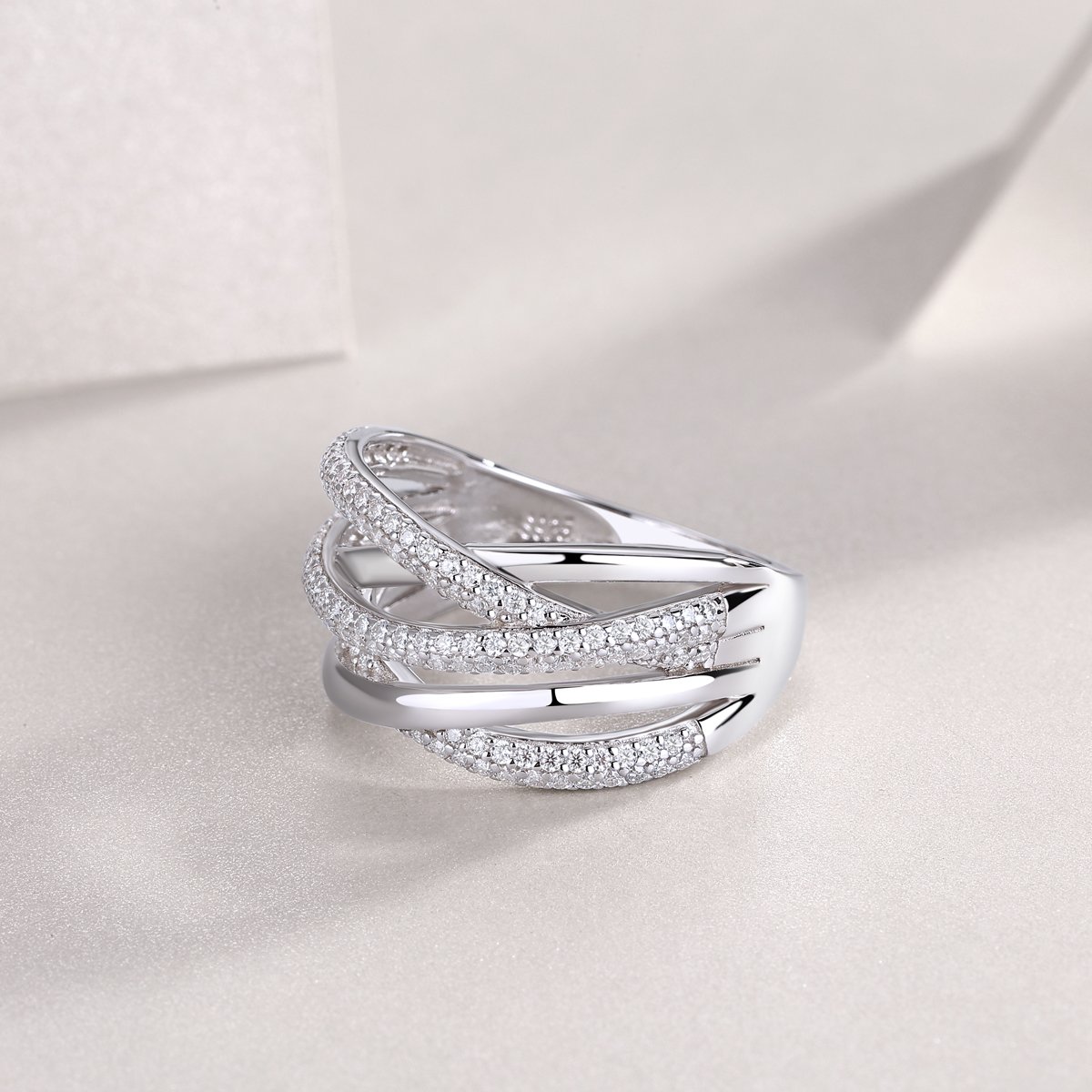 Woven Crossover Pavé Moissanite Statement Ring - Image 5