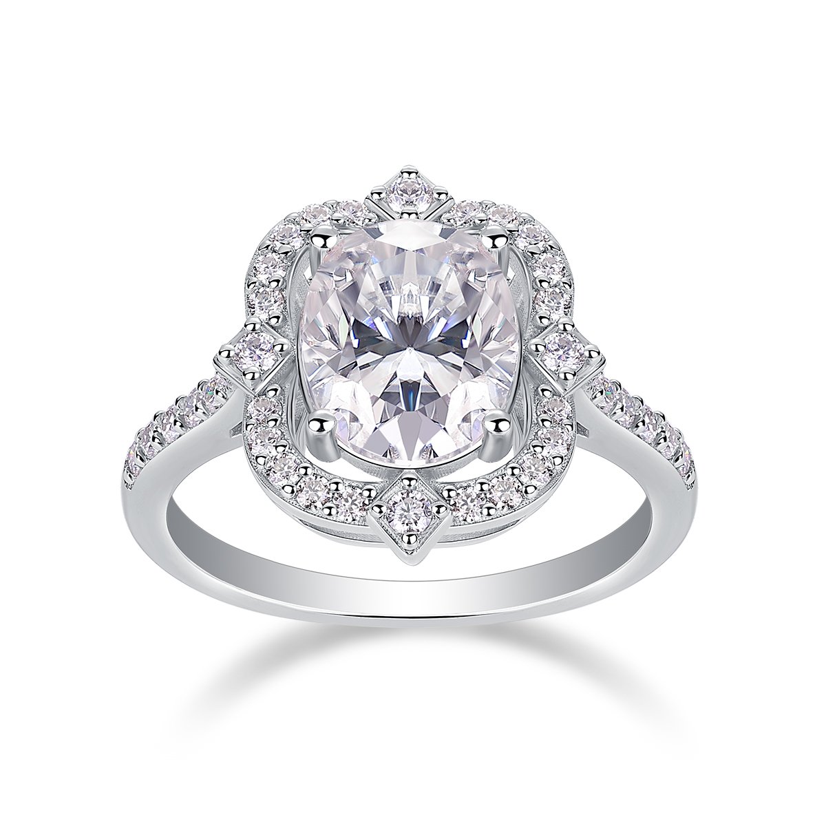 3 CT Oval Moissanite Floral Halo Ring - Image 3