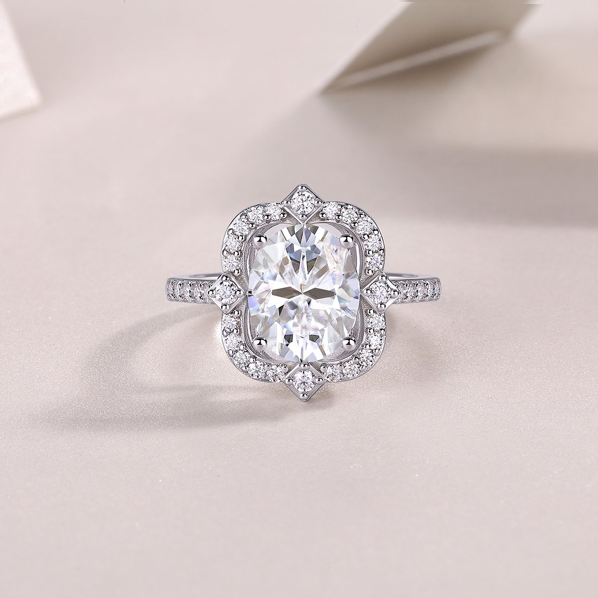 3 CT Oval Moissanite Floral Halo Ring - Image 4