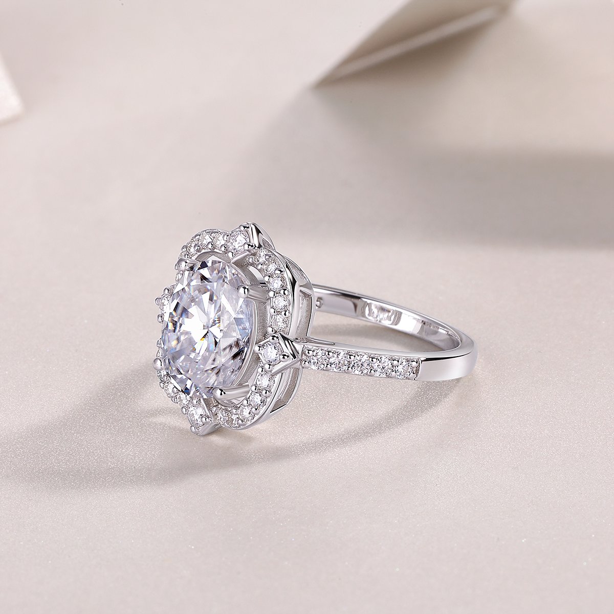 3 CT Oval Moissanite Floral Halo Ring - Image 5