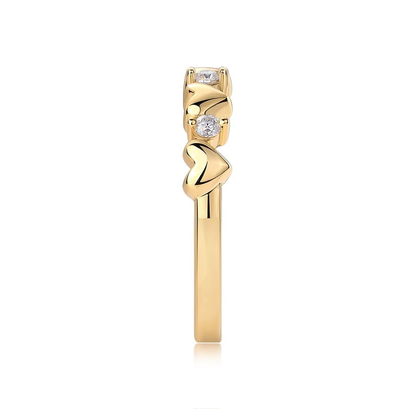 Dainty Heart Moissanite Ring – 18K Yellow Gold Plated 925 Silver Stacking Band - Image 4