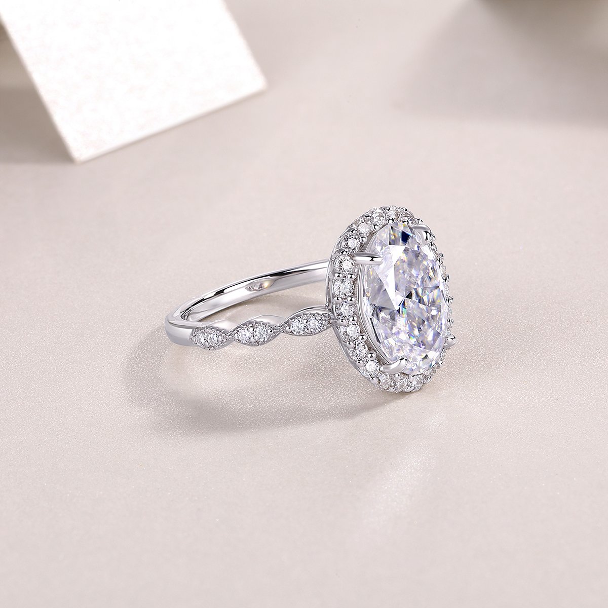 4.5ct Oval Moissanite Halo Twisted-Shank Ring - Image 5