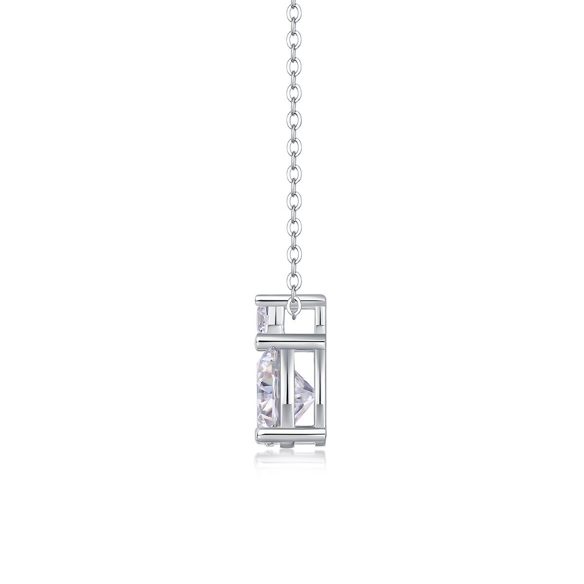 3ct Two-Stone Round Moissanite Drop Necklace - Image 2