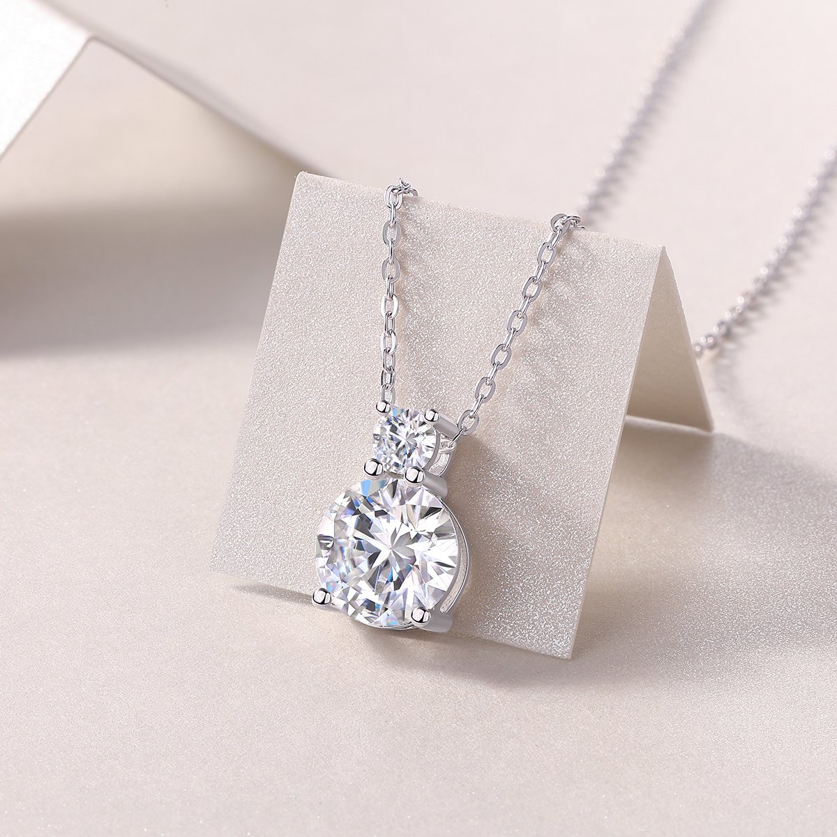 3ct Two-Stone Round Moissanite Drop Necklace - Image 3
