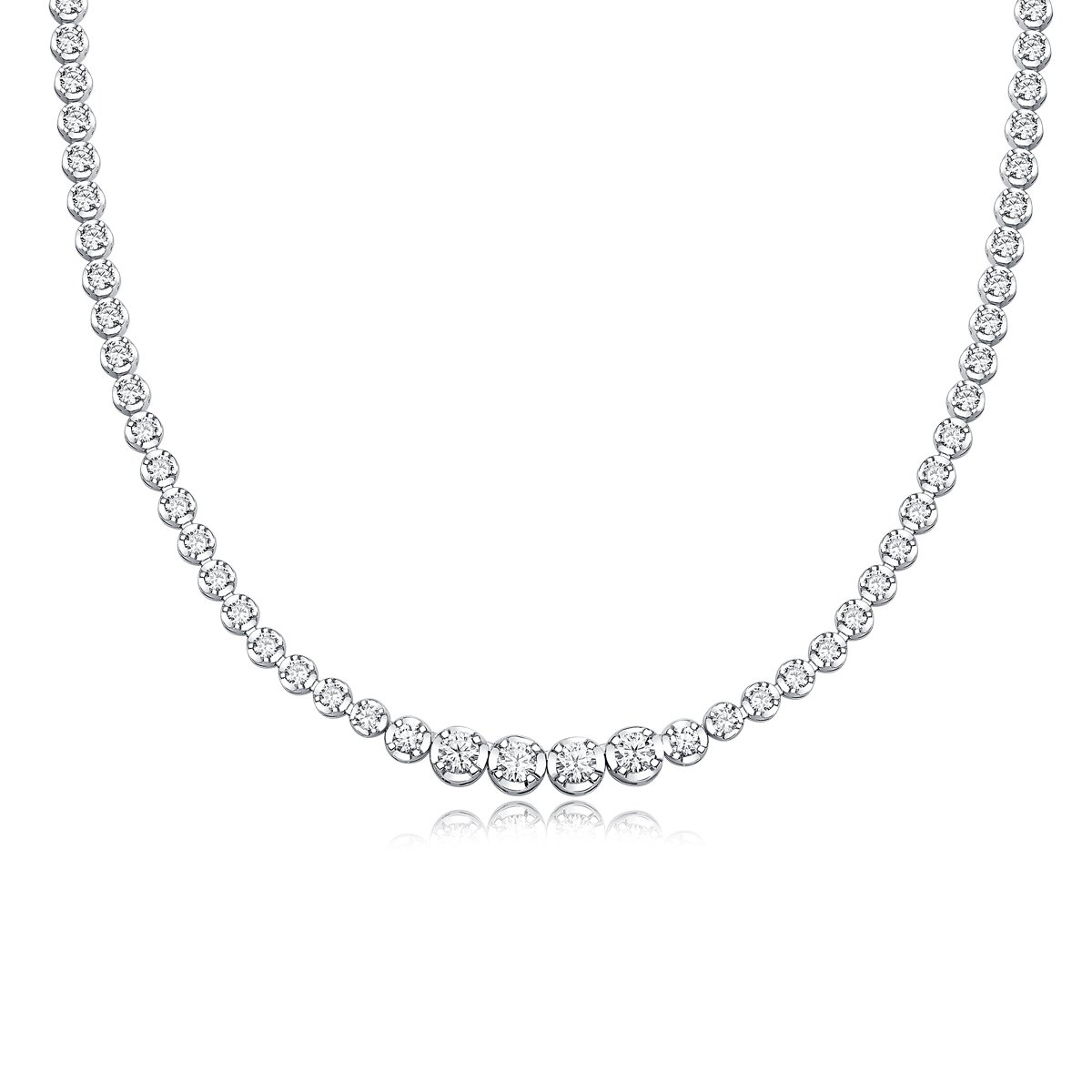 Graduated Round Moissanite Tennis Necklace | DEF VVS | 925 Silver - Image 3