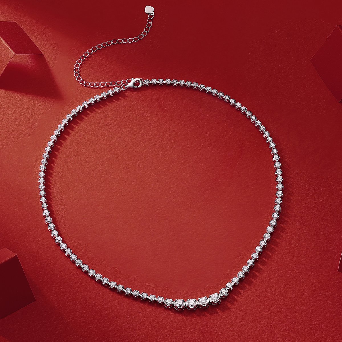 Graduated Round Moissanite Tennis Necklace | DEF VVS | 925 Silver - Image 5