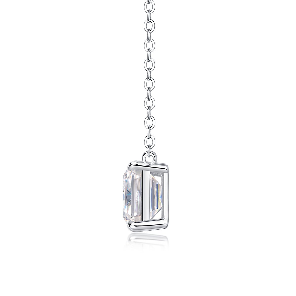 East-West Emerald-Cut Solitaire Moissanite Necklace - Image 2