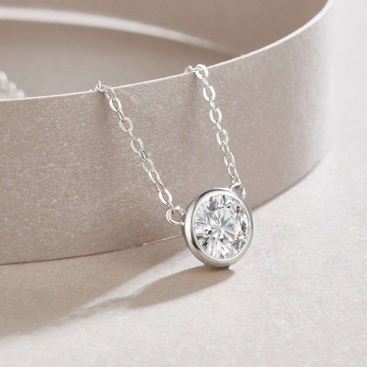 1ct Bezel-Set Round Moissanite Station Necklace - Image 4
