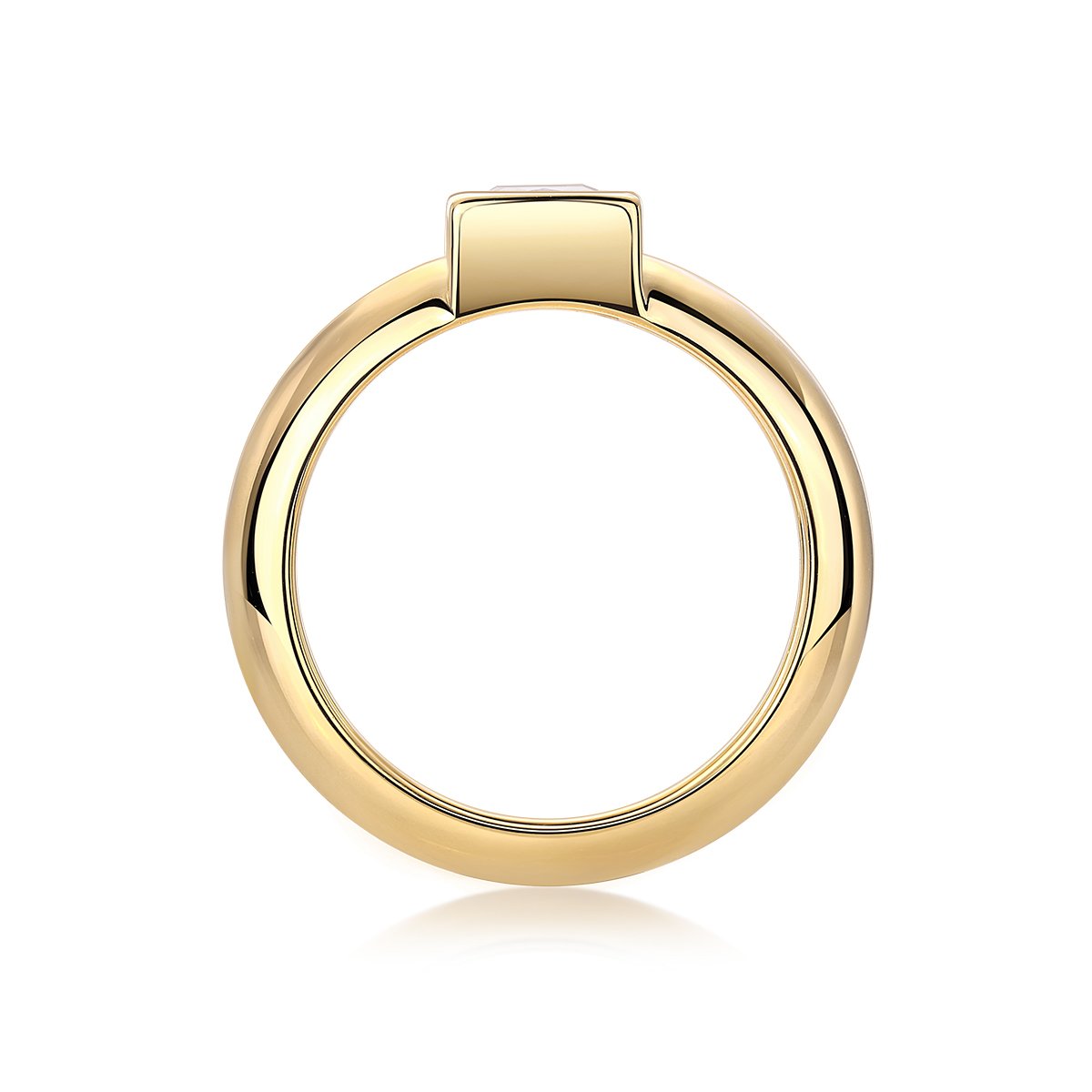 Princess Moissanite Ring – 1ct DEW Yellow Gold Bezel Solitaire - Image 2
