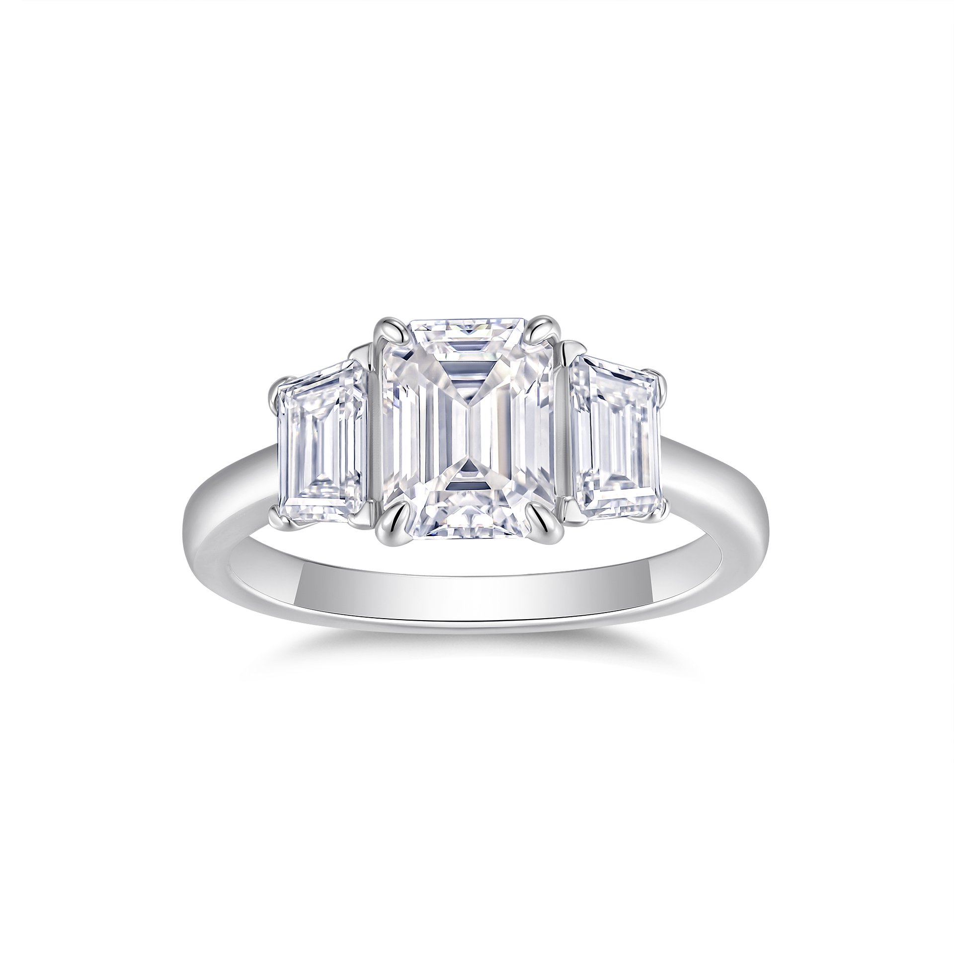 Emerald-Cut Three-Stone Moissanite Ring - alternate view