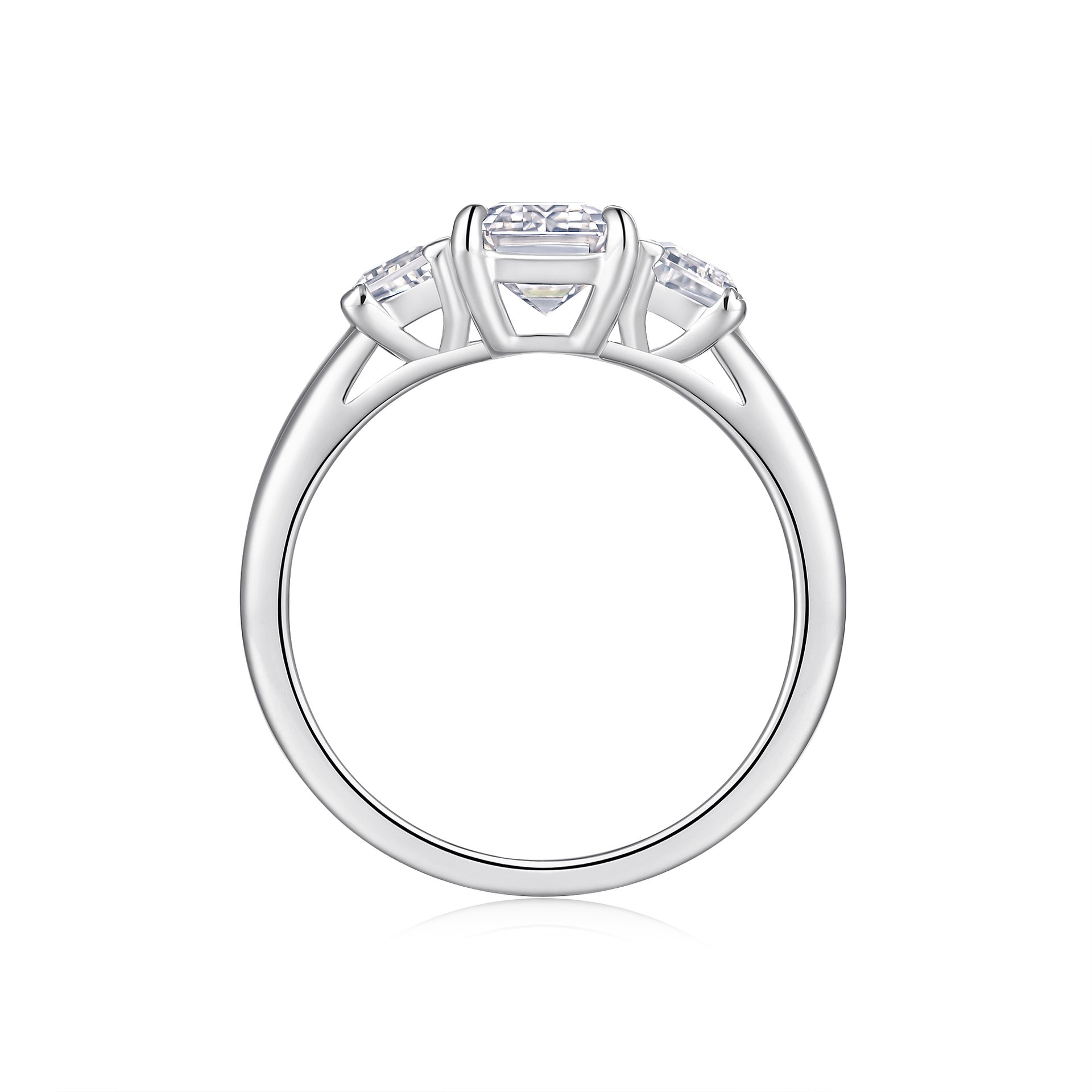 Emerald-Cut Three-Stone Moissanite Ring - Image 3