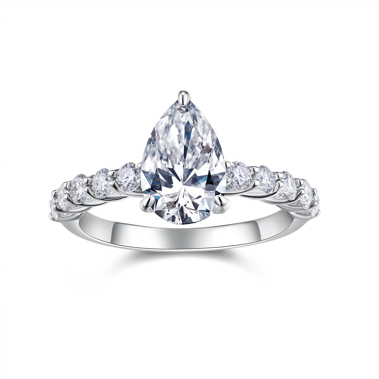 3 CT Pear Moissanite Accented Solitaire Ring - Image 2