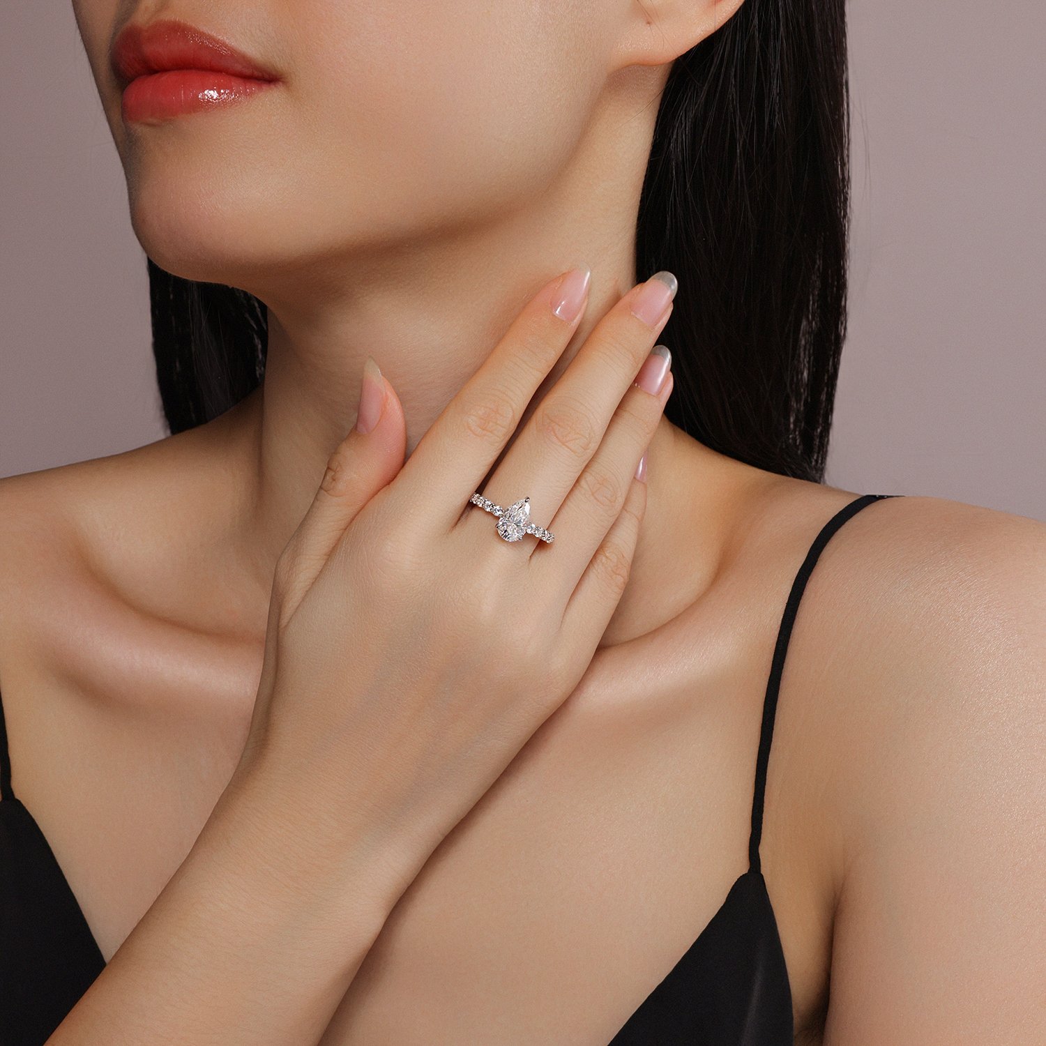 3 CT Pear Moissanite Accented Solitaire Ring - Image 4