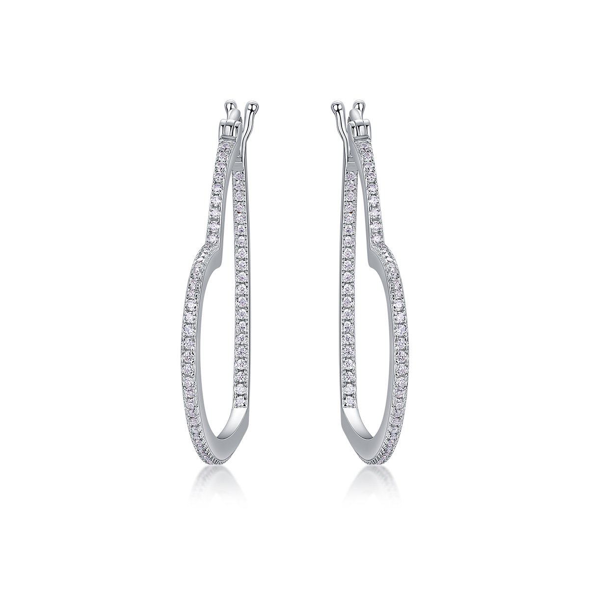 Moissanite Pave Heart Hoop Earrings