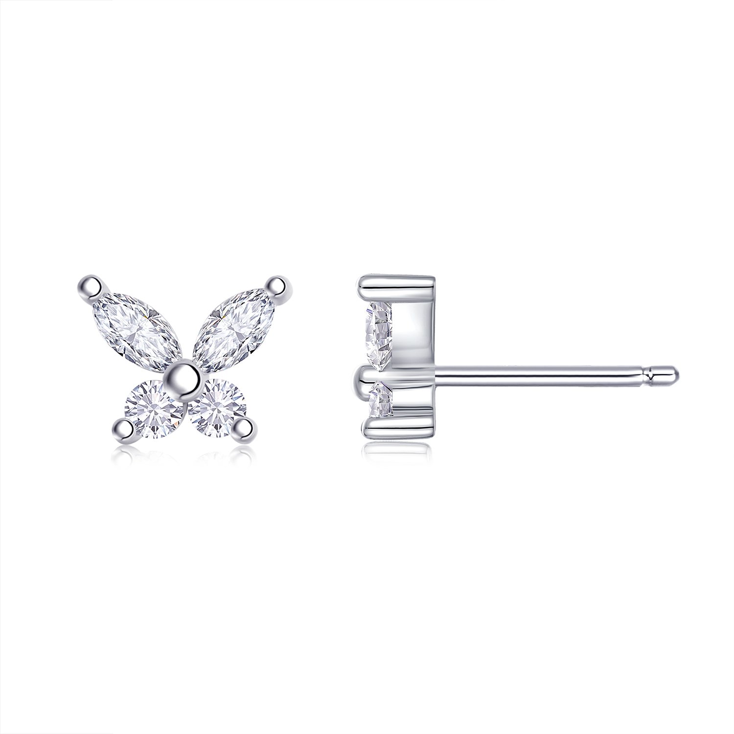 Butterfly Moissanite Stud Earrings – Marquise & Round - Image 2