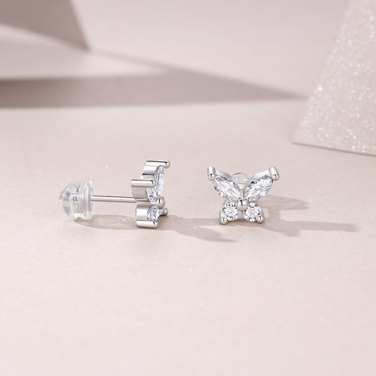 Butterfly Moissanite Stud Earrings – Marquise & Round - Image 4