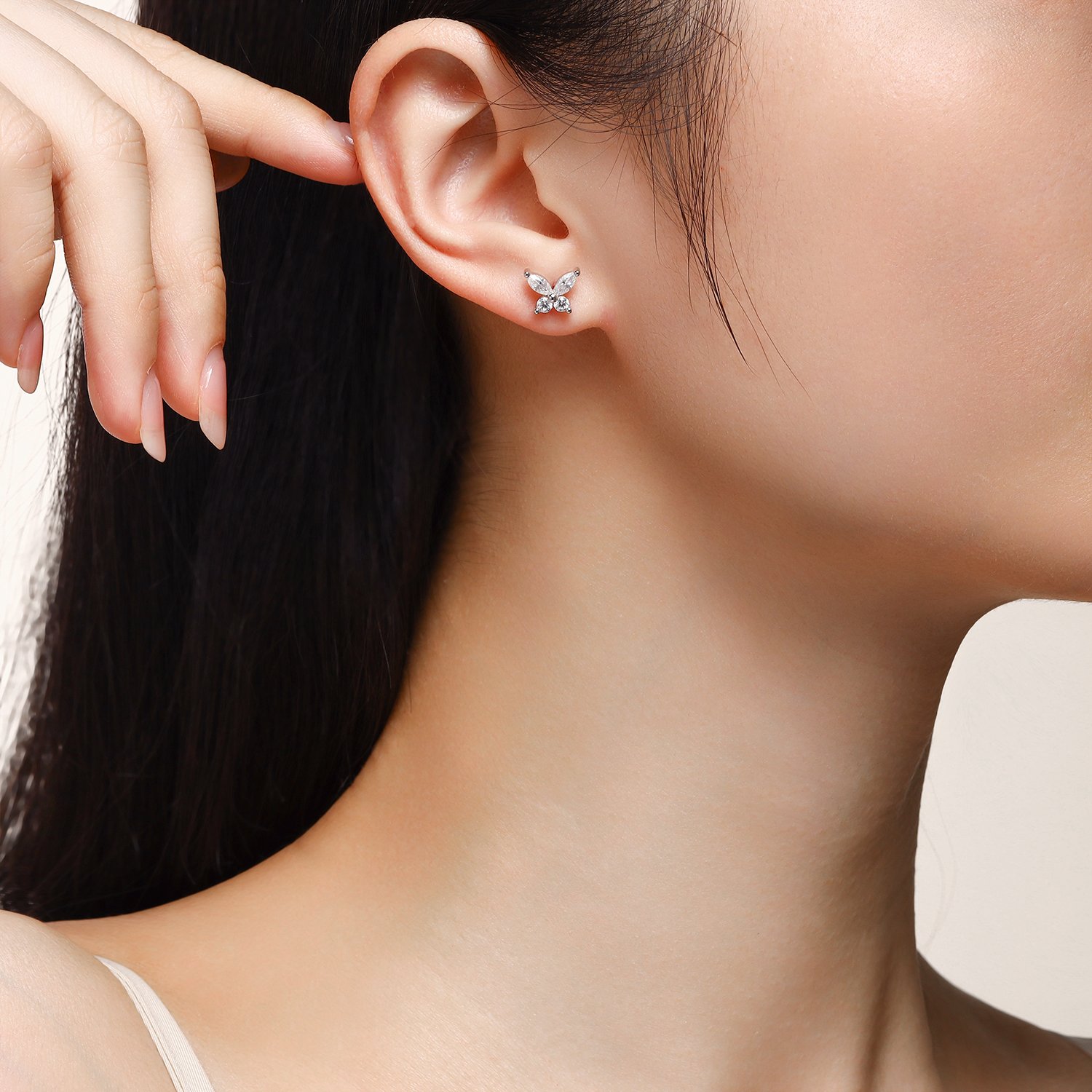Butterfly Moissanite Stud Earrings – Marquise & Round - Image 5