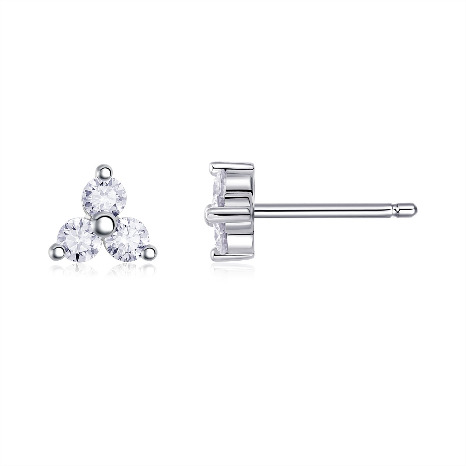 Three-Stone Trio Cluster Moissanite Stud Earrings - Image 2