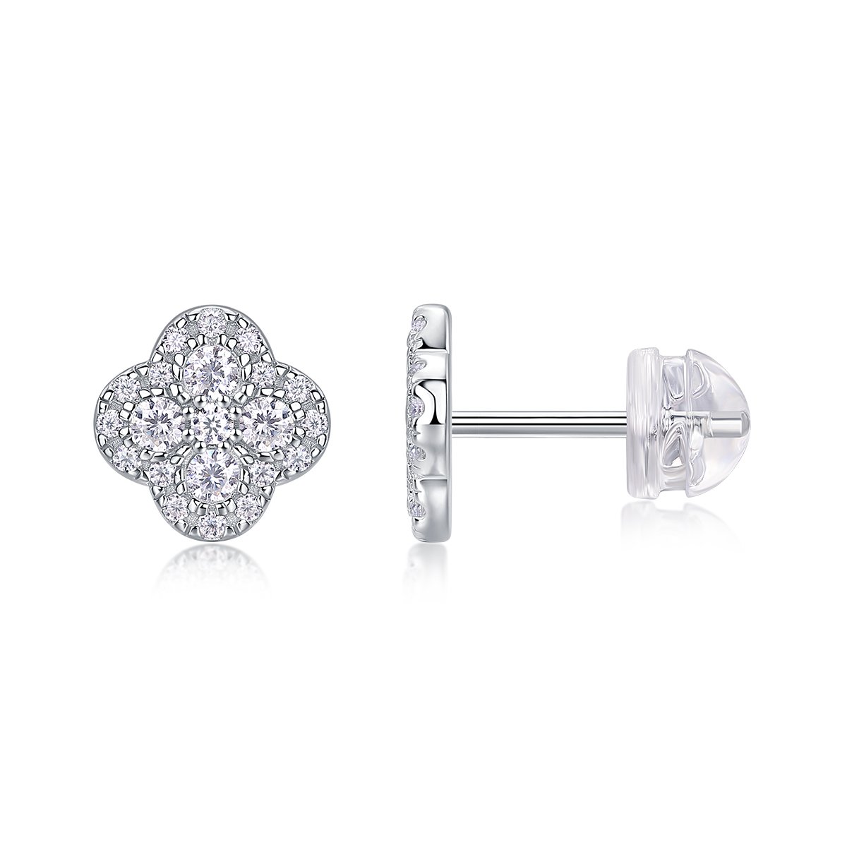 Clover Cluster Moissanite Stud Earrings – 0.46ct DEW Each - Image 2