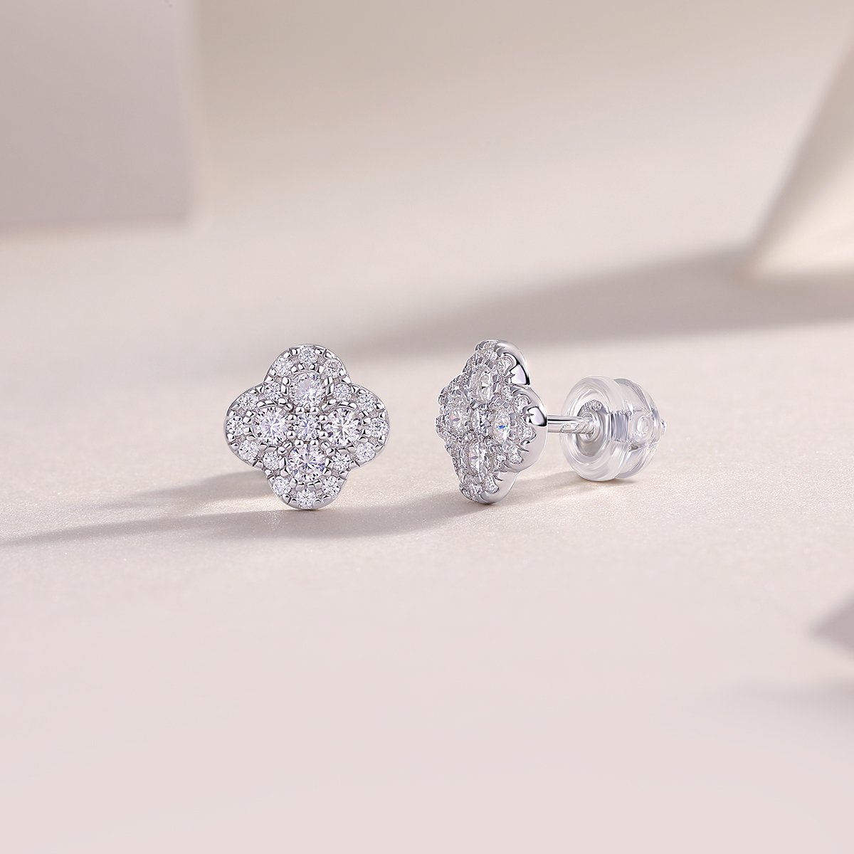 Clover Cluster Moissanite Stud Earrings – 0.46ct DEW Each - Image 3