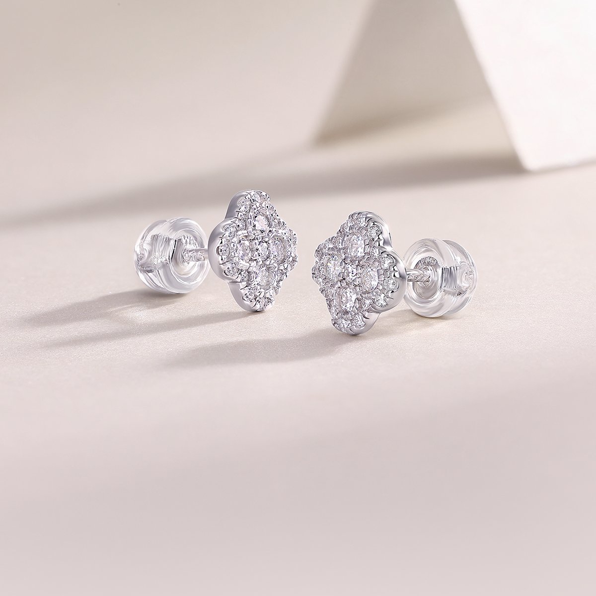 Clover Cluster Moissanite Stud Earrings – 0.46ct DEW Each - Image 4
