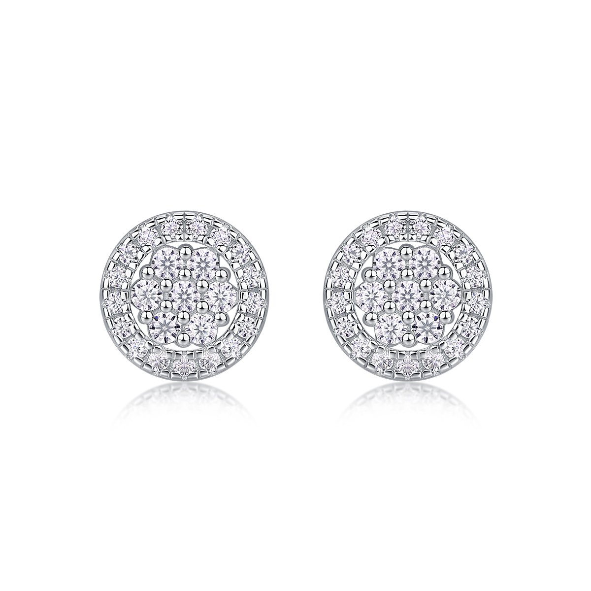 Moissanite Round Halo Cluster Stud Earrings