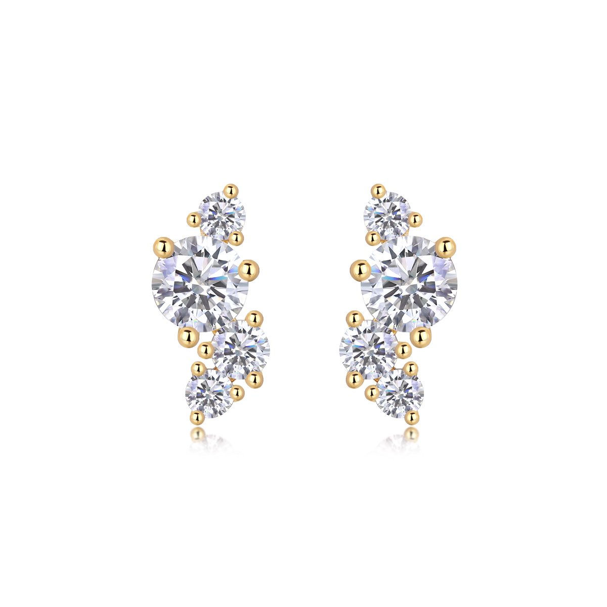 Moissanite Scattered Cluster Climber Stud Earrings