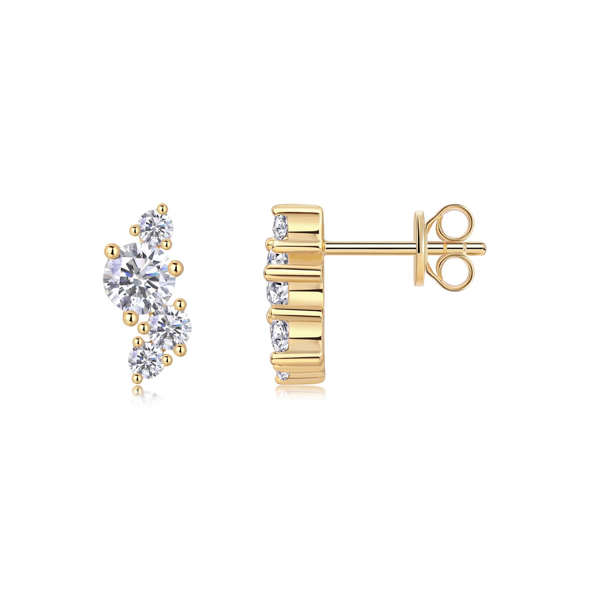 Moissanite Scattered Cluster Climber Stud Earrings - Image 2