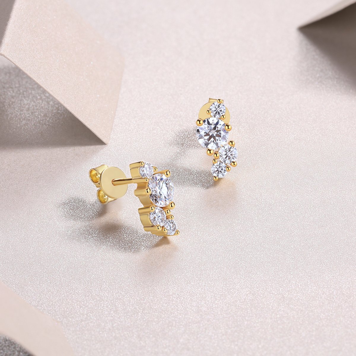 Moissanite Scattered Cluster Climber Stud Earrings - Image 3
