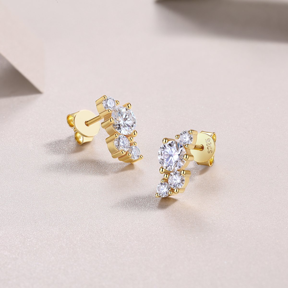Moissanite Scattered Cluster Climber Stud Earrings - Image 4