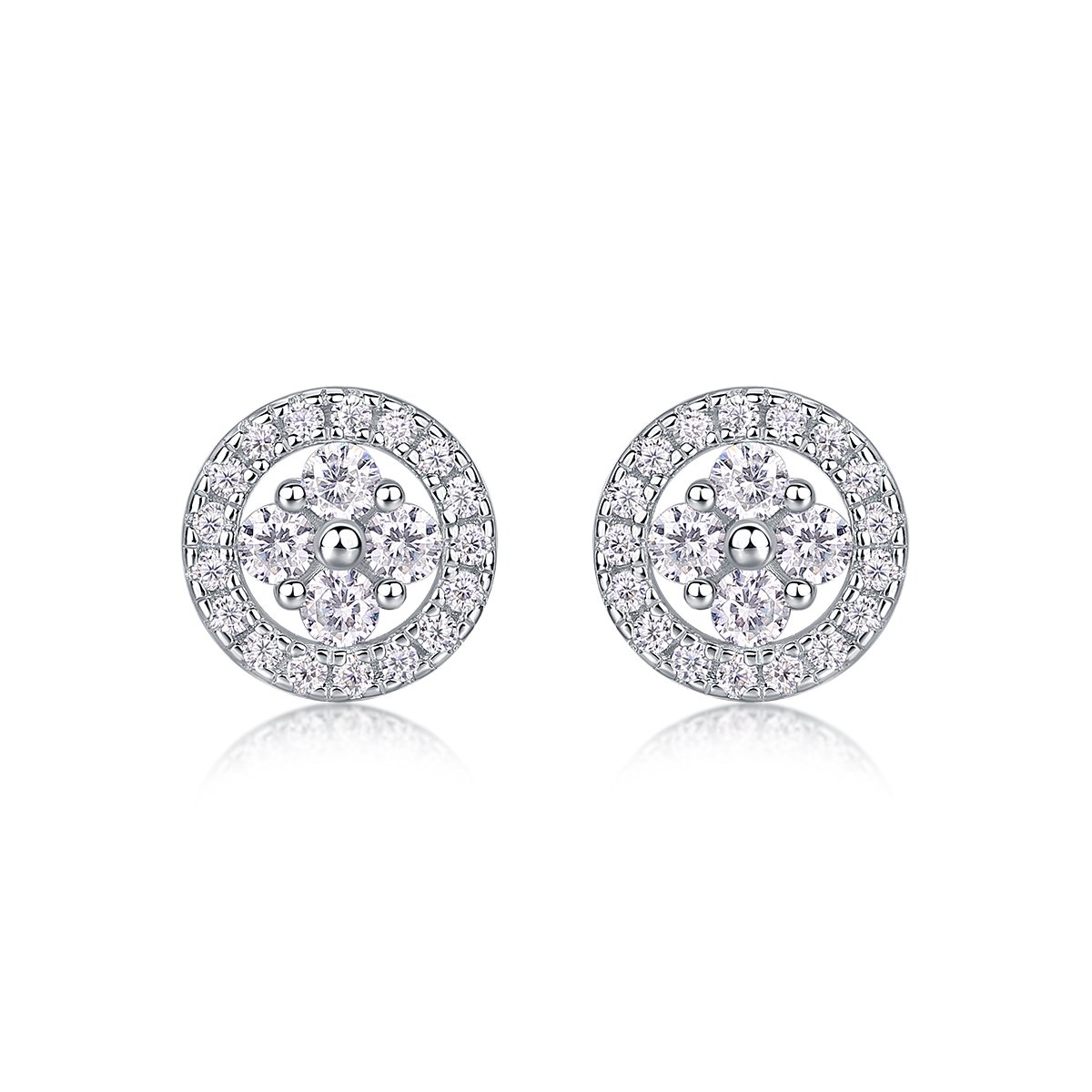 Moissanite Cluster Halo Stud Earrings