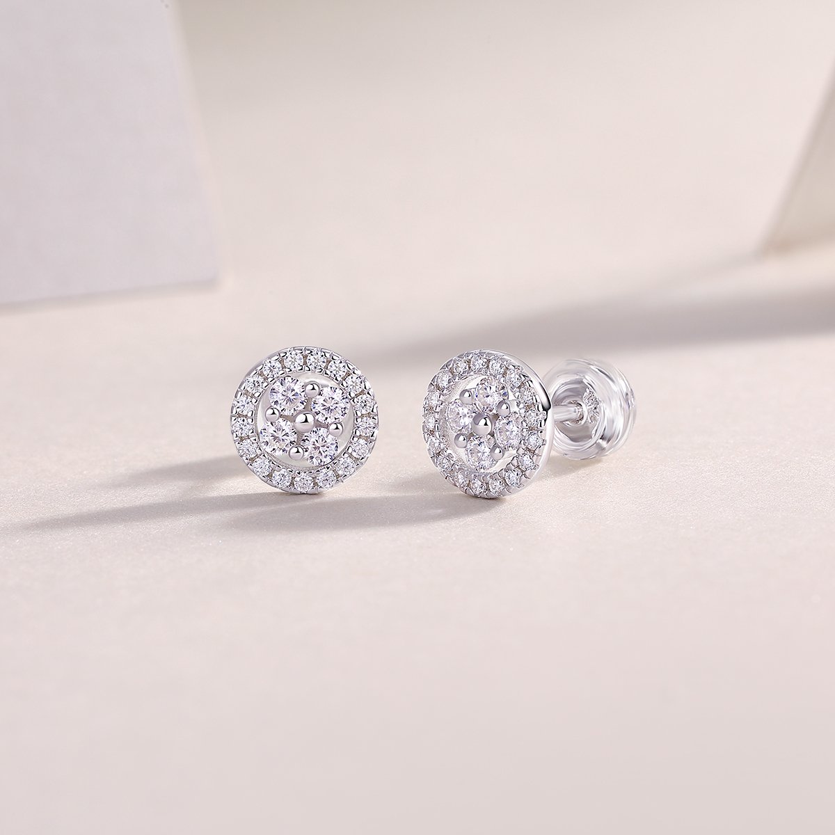 Moissanite Cluster Halo Stud Earrings - Image 3