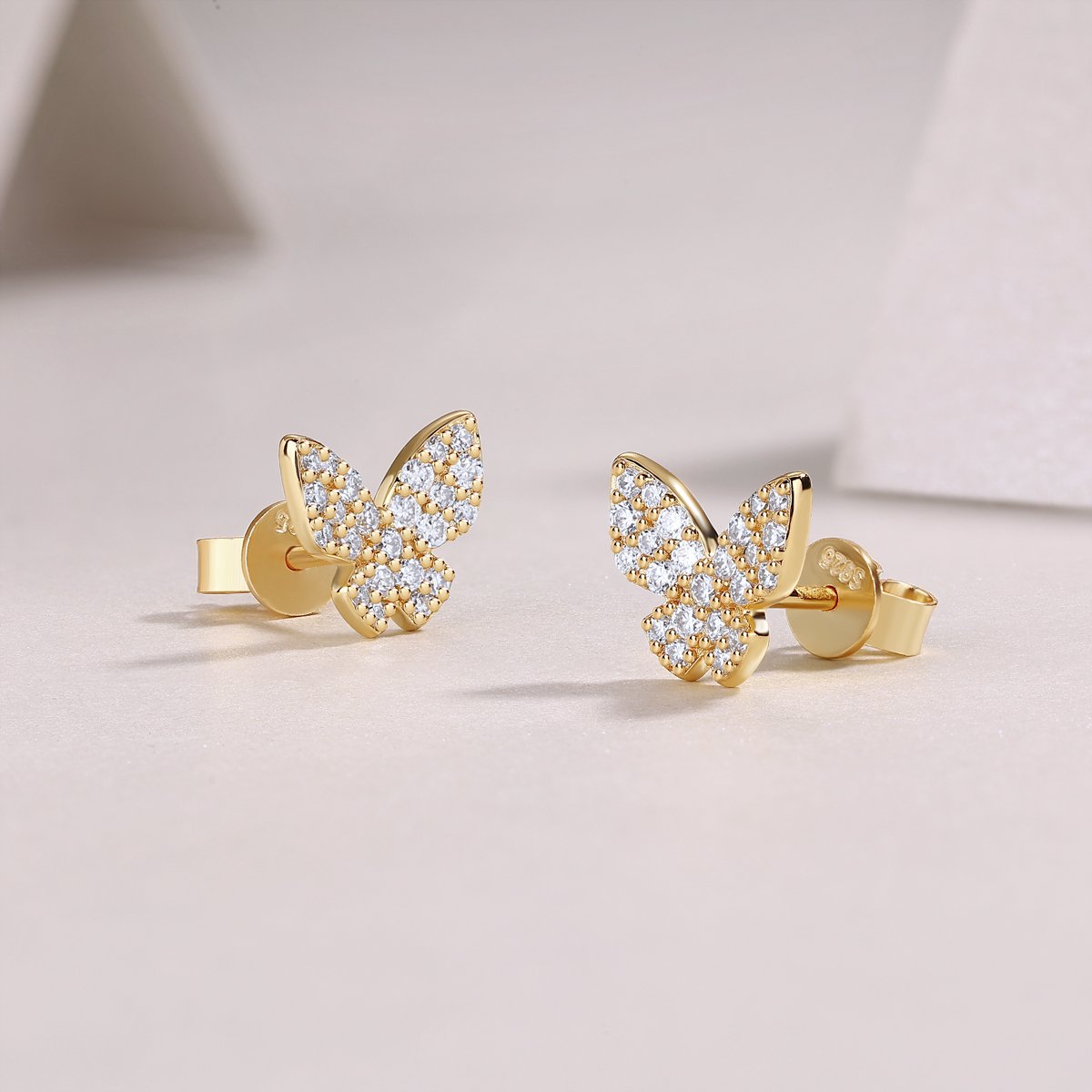 Pavé Moissanite Butterfly Stud Earrings | 18K Gold-Plated 925 Silver - Image 4