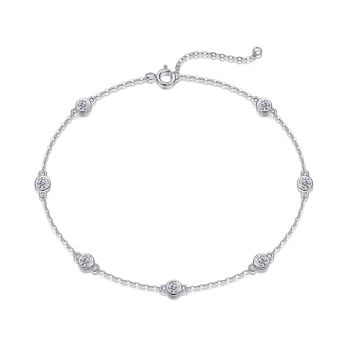 Bezel-Set Moissanite Station Bracelet | 925 Silver | White & Rose Gold