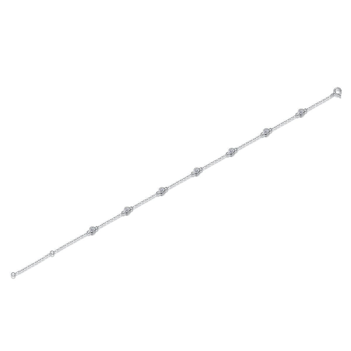 Bezel-Set Moissanite Station Bracelet | 925 Silver | White & Rose Gold - alternate view