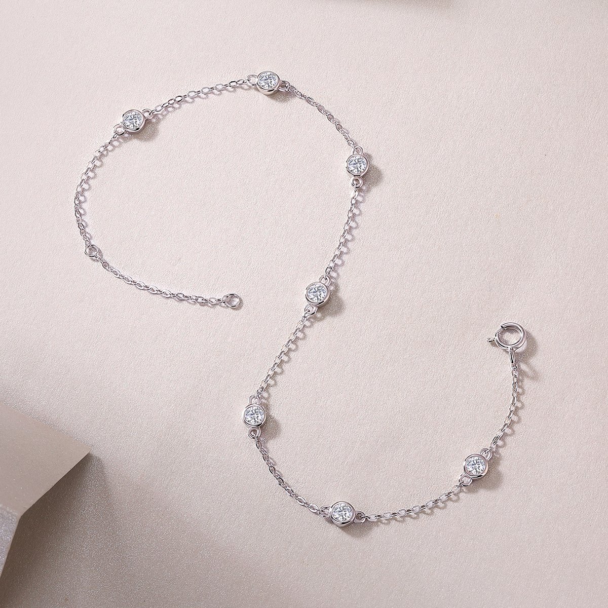 Bezel-Set Moissanite Station Bracelet | 925 Silver | White & Rose Gold - Image 4