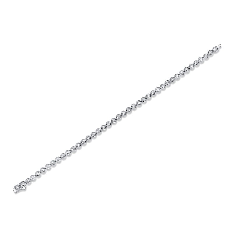 Bezel-Set Round Moissanite Tennis Bracelet | 925 Silver | White Gold Finish - Image 2