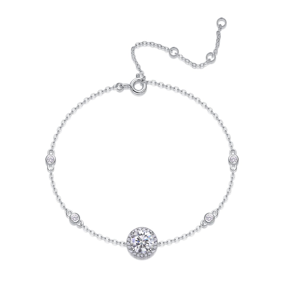 Round Moissanite Halo Bracelet – 1ct DEW (6.5mm)