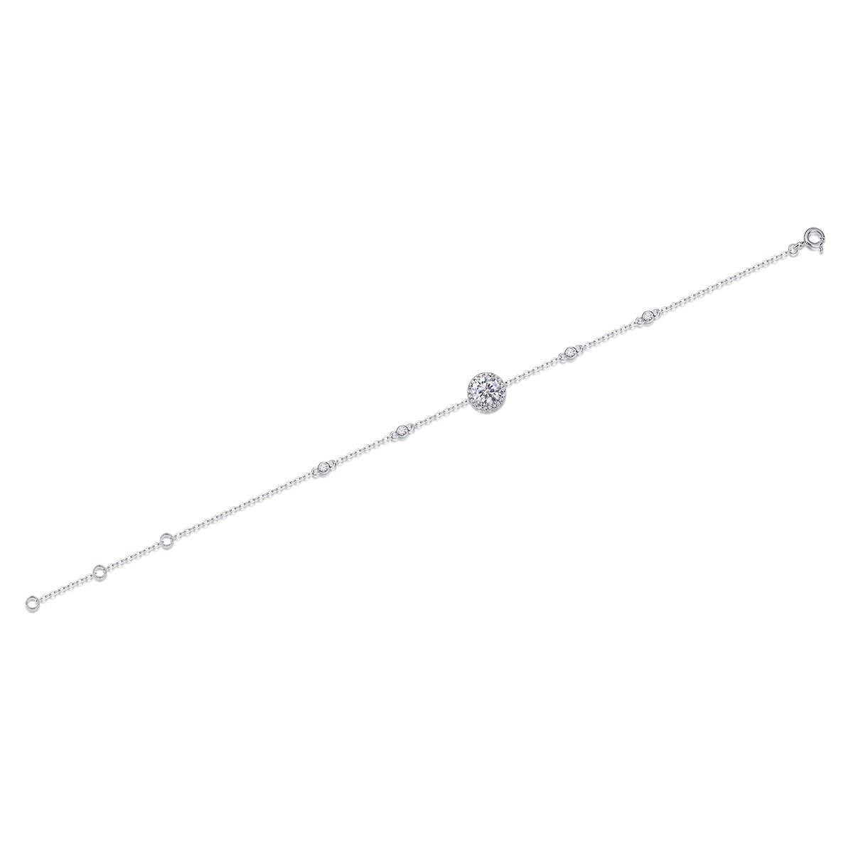 Round Moissanite Halo Bracelet – 1ct DEW (6.5mm) - alternate view