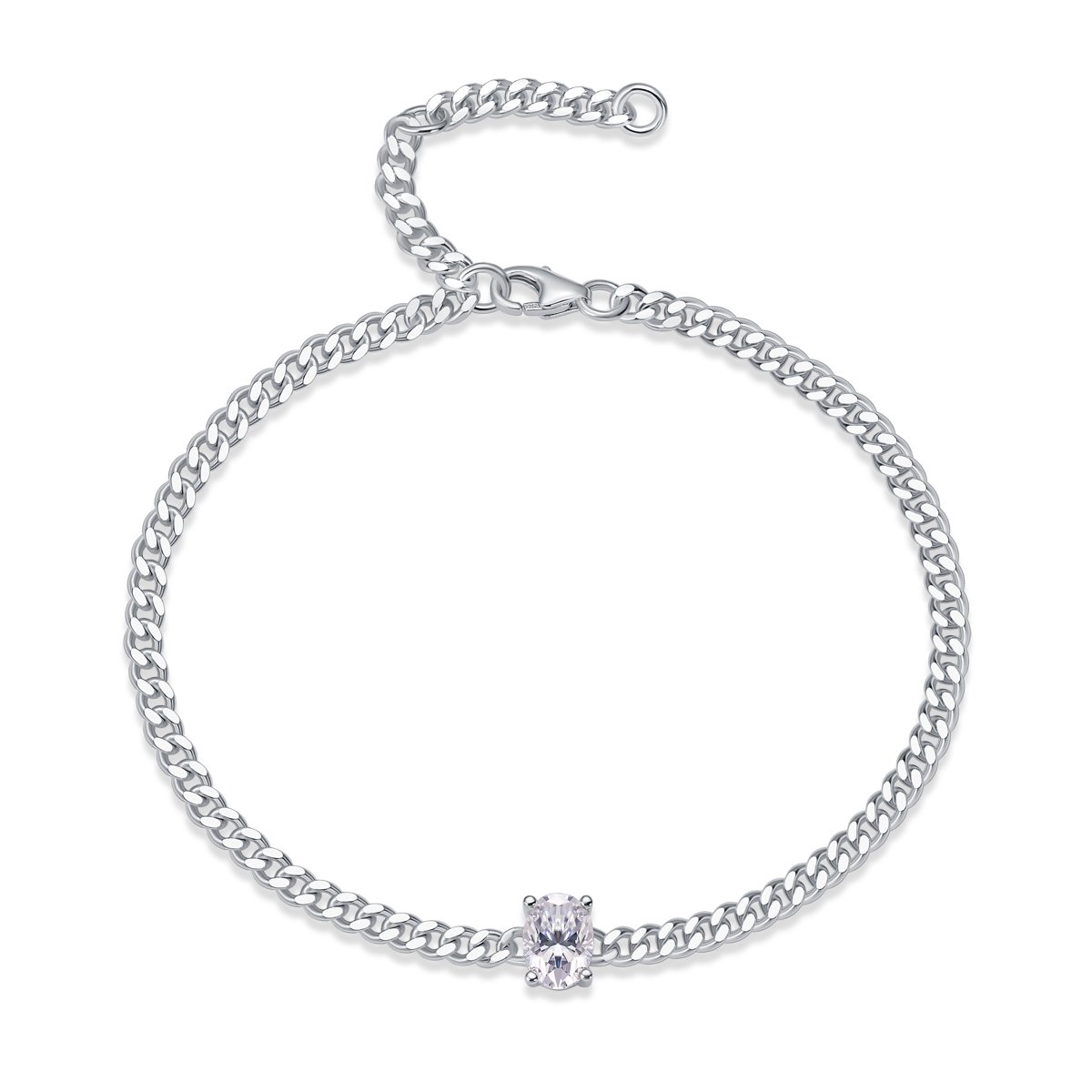 Oval Moissanite Cuban Link Bracelet – 1ct DEW (7×5mm)