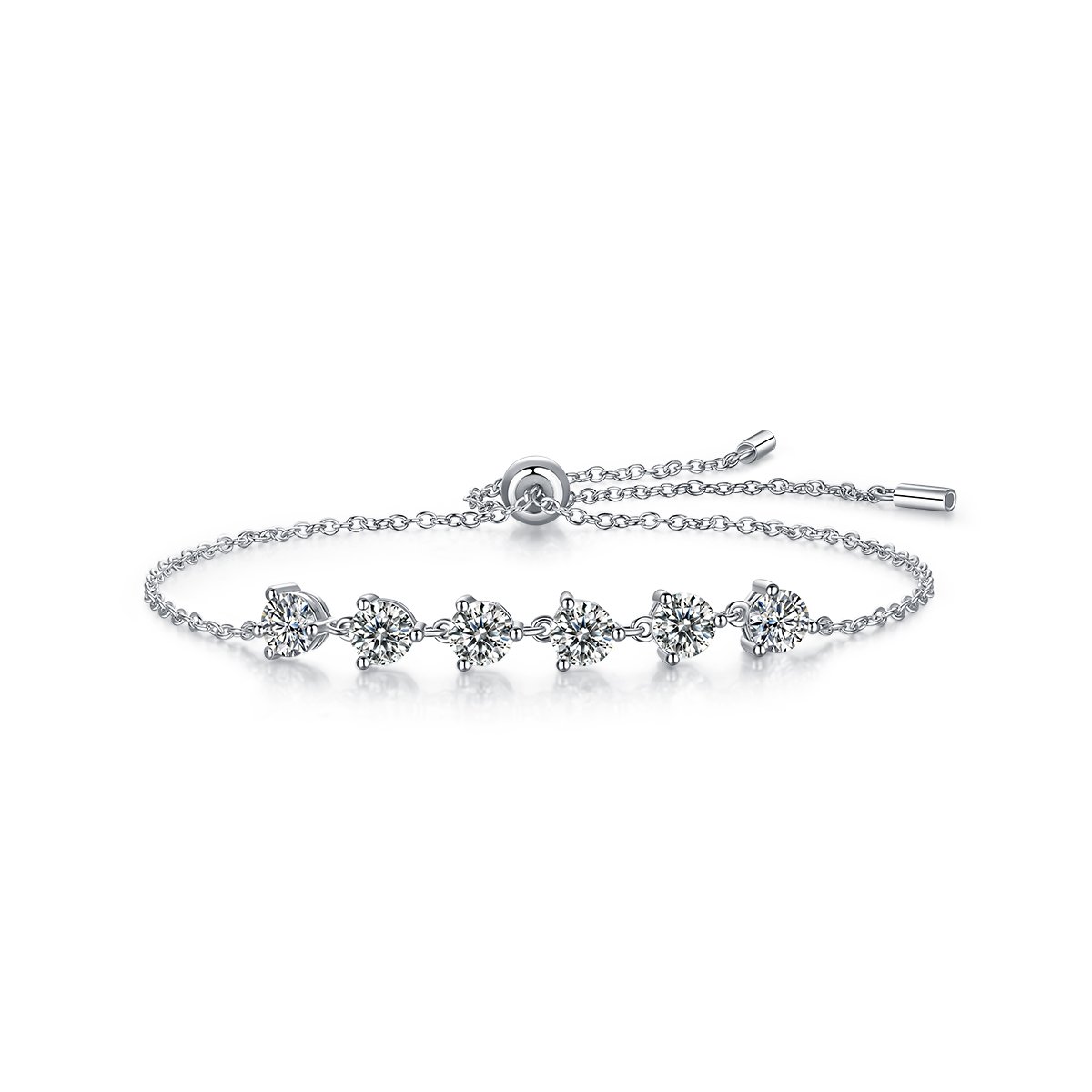 Six-Stone Moissanite Bolo Slider Bracelet