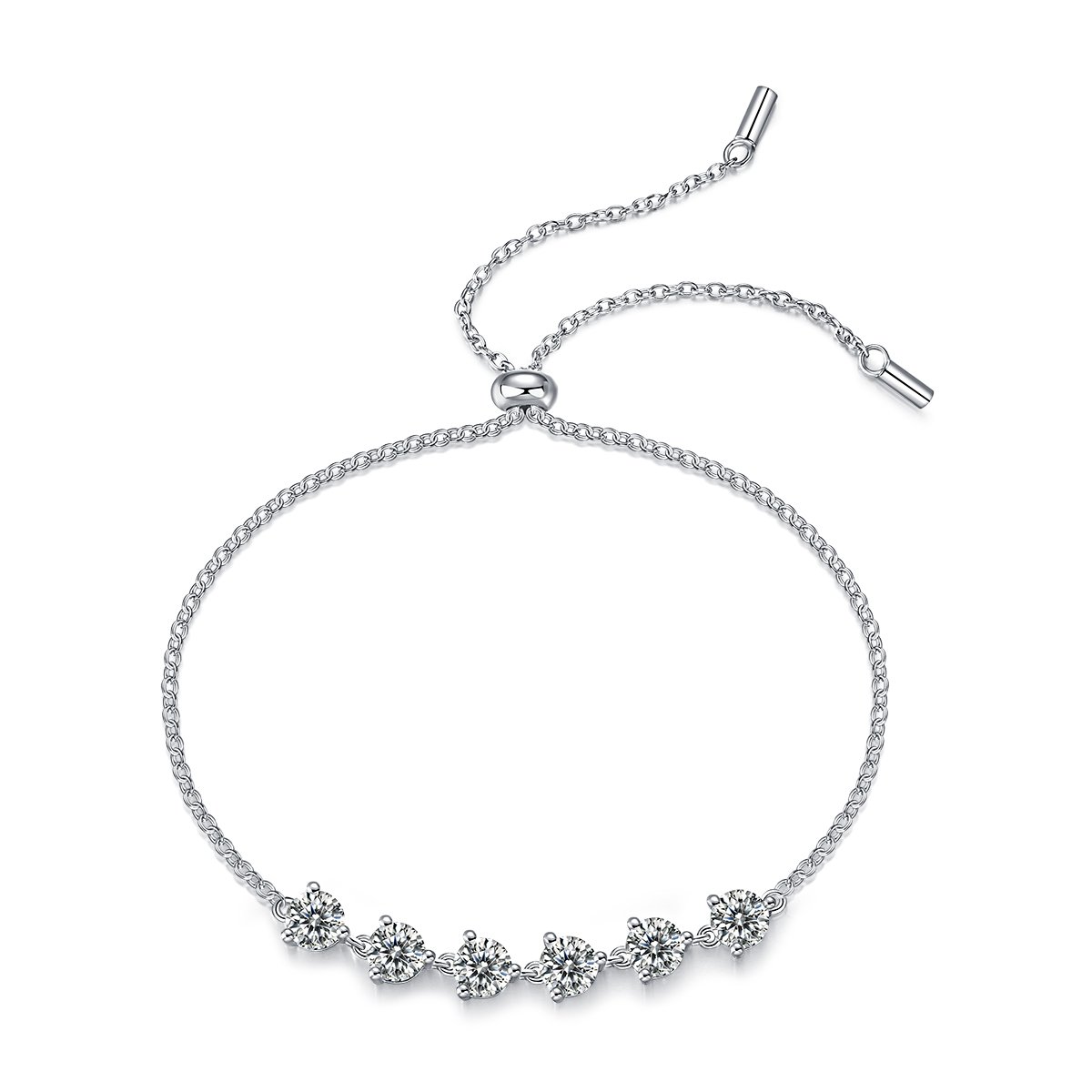 Six-Stone Moissanite Bolo Slider Bracelet - alternate view