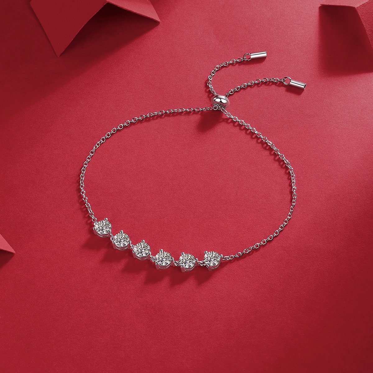 Six-Stone Moissanite Bolo Slider Bracelet - Image 3