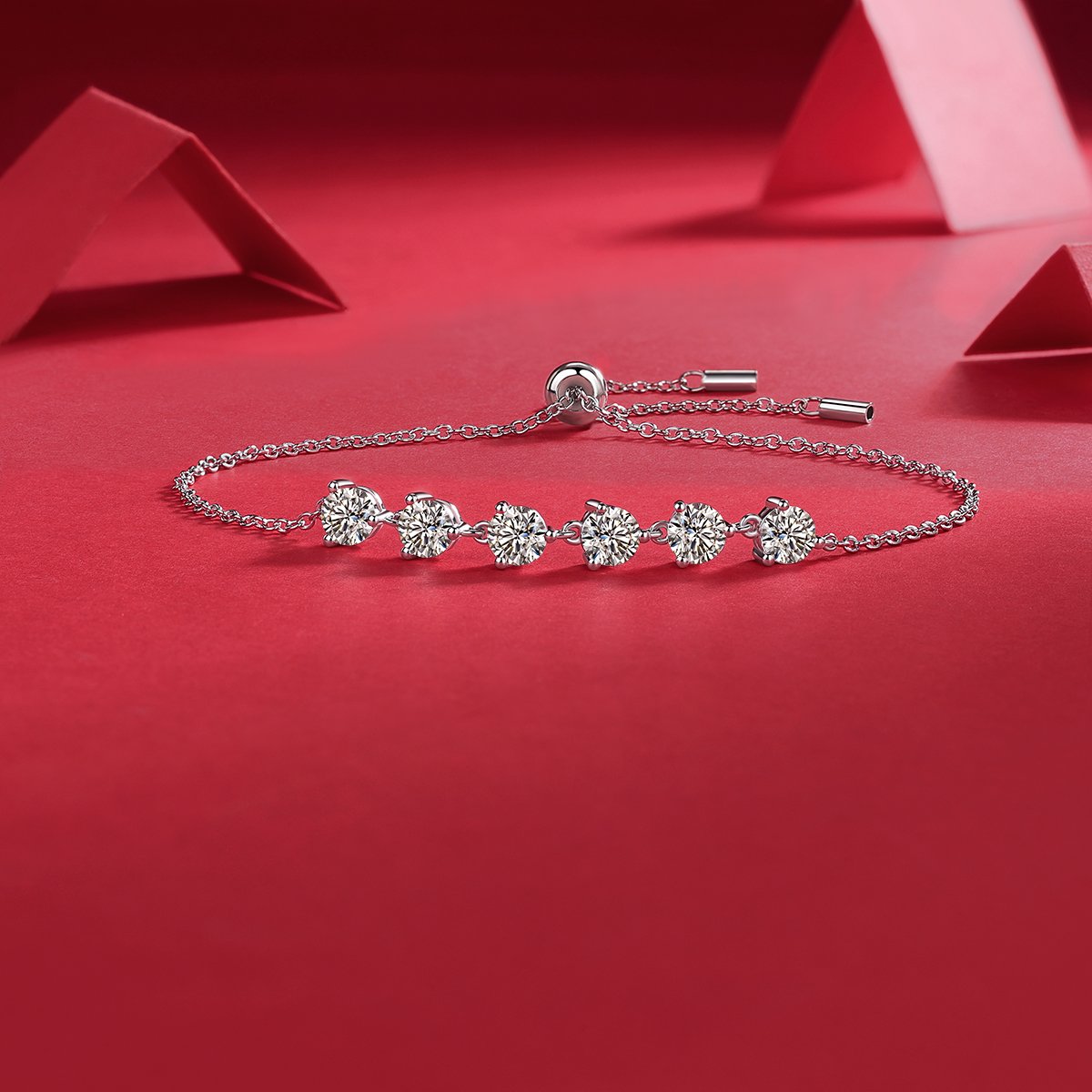 Six-Stone Moissanite Bolo Slider Bracelet - Image 4